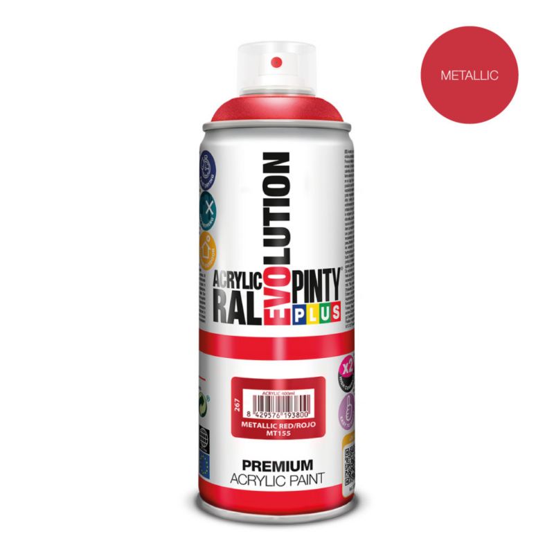 Farba metaliczna w sprayu PintyPlus Evolution Metallic 400ml czerwny 1 szt
