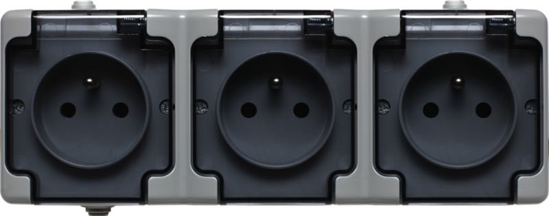 Gniazdo potrójne Kos natynkowe hermetyczne z uziemieniem IP54 szare 1 szt.