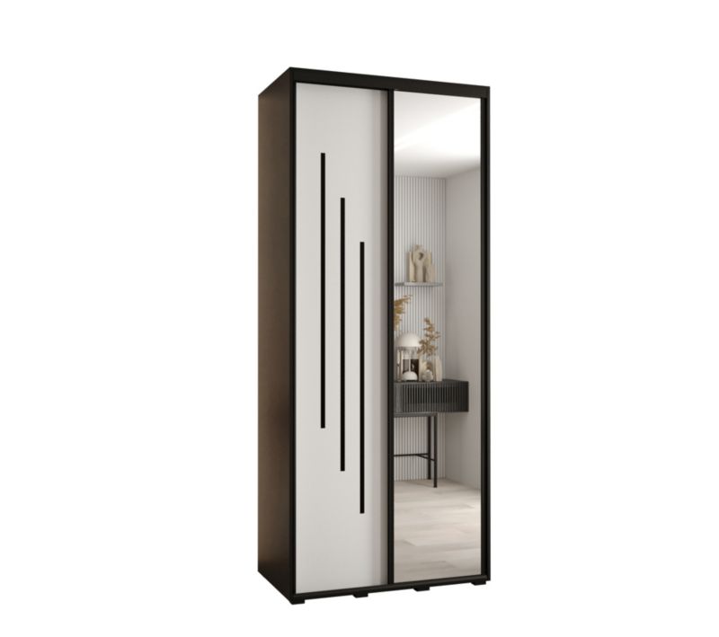 Szafa przesuwna Abiks DAVOS 9 wysoka szer.100cm gł.45cm czarny/biały/czarny 1szt.