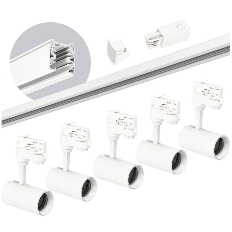 Zestaw szynowy 3 fazowy Kobi szyna 2m, 5x Lampa biała 1kpl.