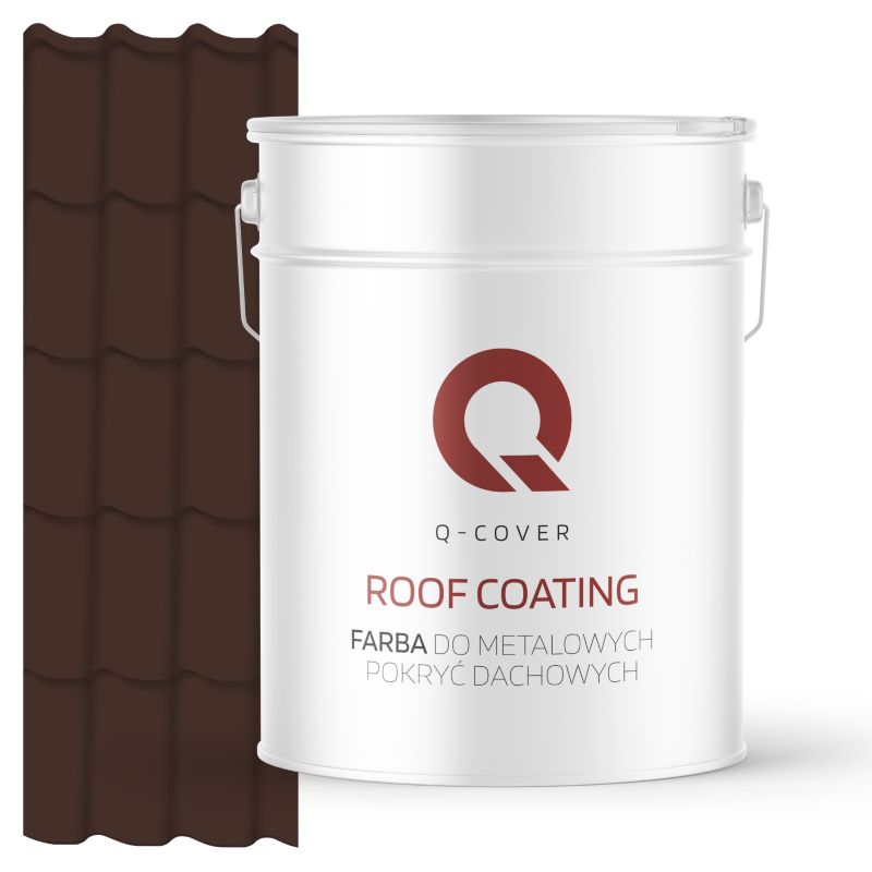 Farba do Metalowych Pokryć Dachowych Q-Cover Czekoladowy brąz RAL8017 Satyna 10L