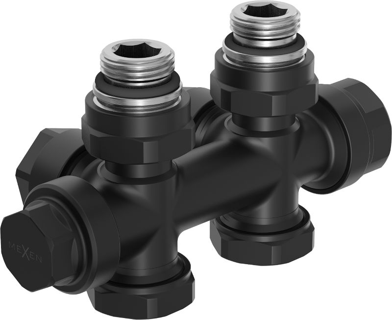 Zawór grzejnikowy prosty kątowy Mexen Duplex czarny 1 szt.