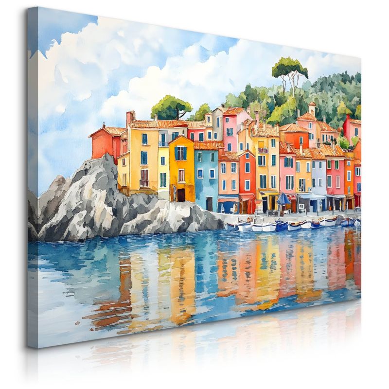 Obraz Muralo Włoskie Wybrzeże Akwarele Krajobraz 40x30 cm 1 szt.