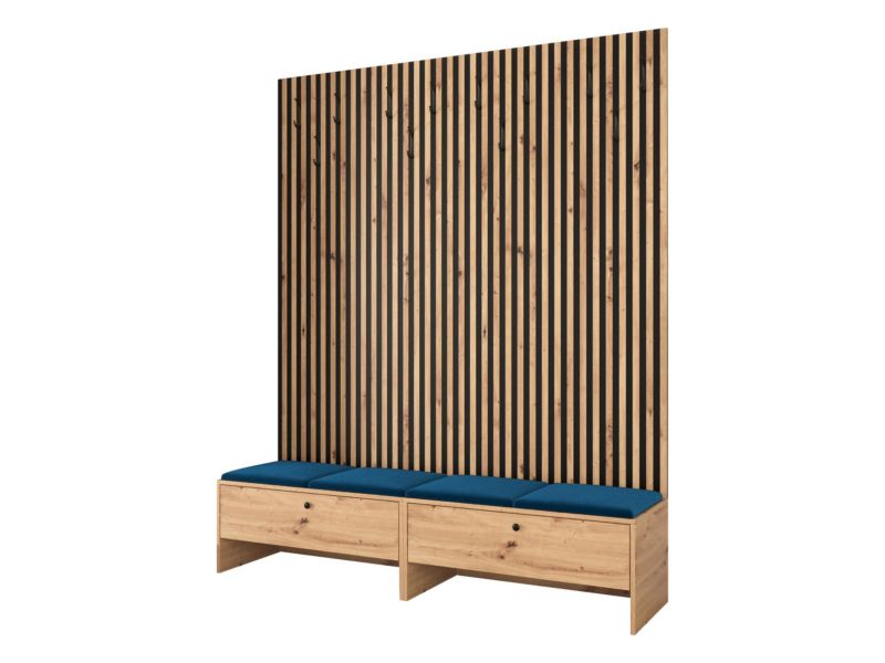 Garderoba MIRJAN 24 Balma V dąb artisan/czarny/szafirowy plusz 1 kpl.