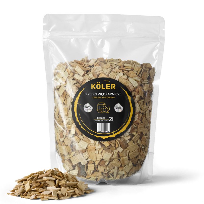 Zrębki wędzarnicze KOLER z beczek po Koniaku 2L 1 szt.