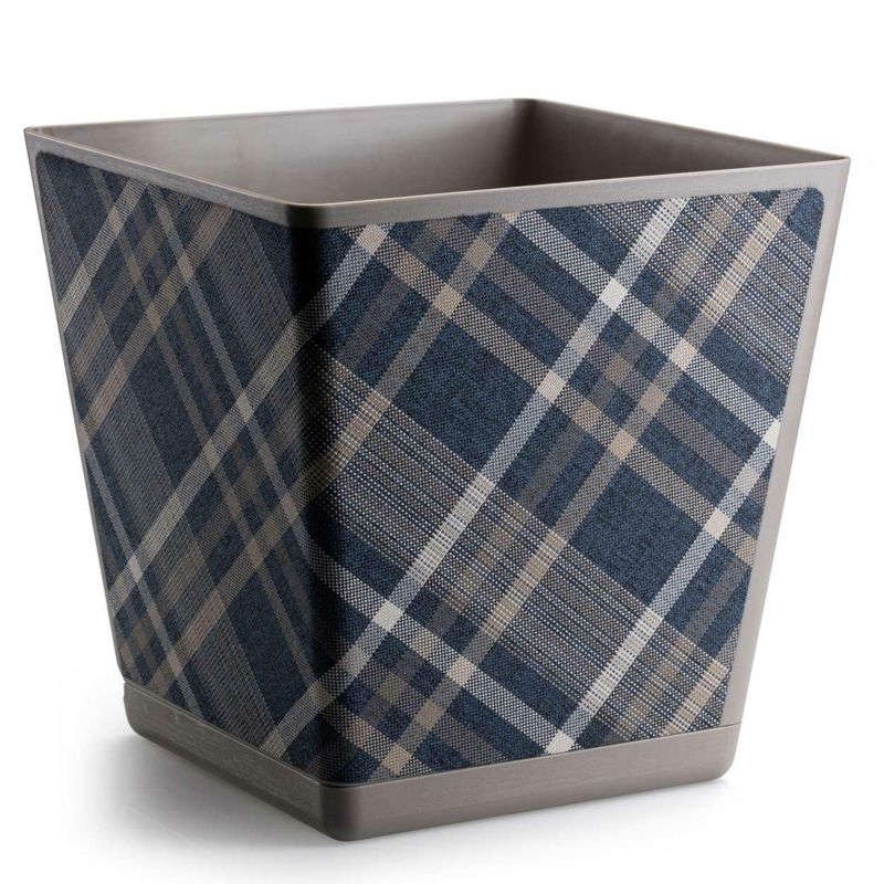 Doniczka Pilea Texelle HowHomely taupe krata wzór 1 kwadratowa 30xh30 cm 1 szt