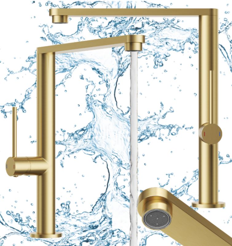 Bateria kuchenna Granitan Velmo Stojący Kran do Zlewozmywaka Złoty 1szt.