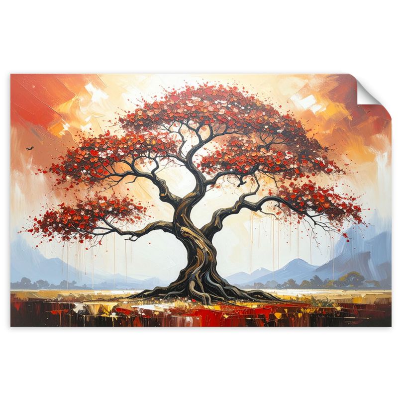 Naklejka samoprzylepna Feeby Czerwone Drzewo Życia Krajobraz 45x30cm 1szt