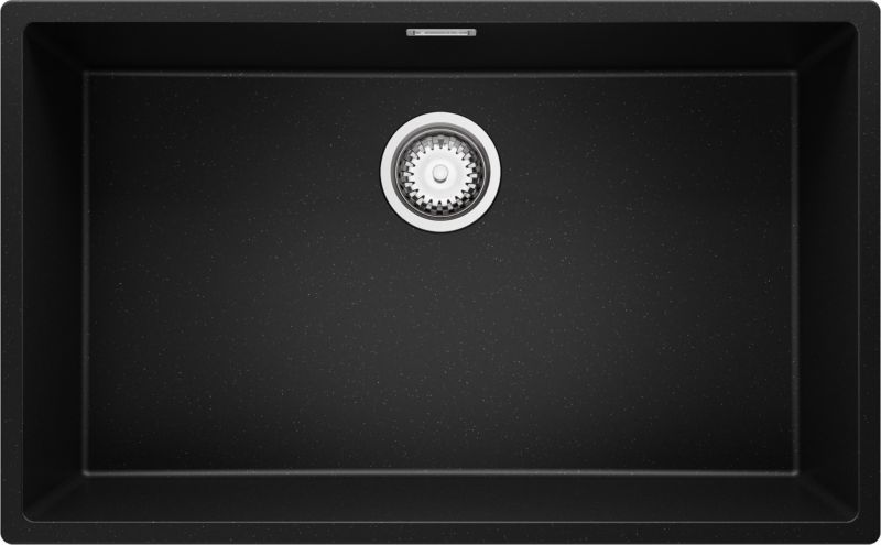 Zlewozmywak Londyn Slim PRIMAGRAN Nablatowy 76x47cm do szafki od 80cm, Czarny Metalik + Syfon, S480, 1 szt.