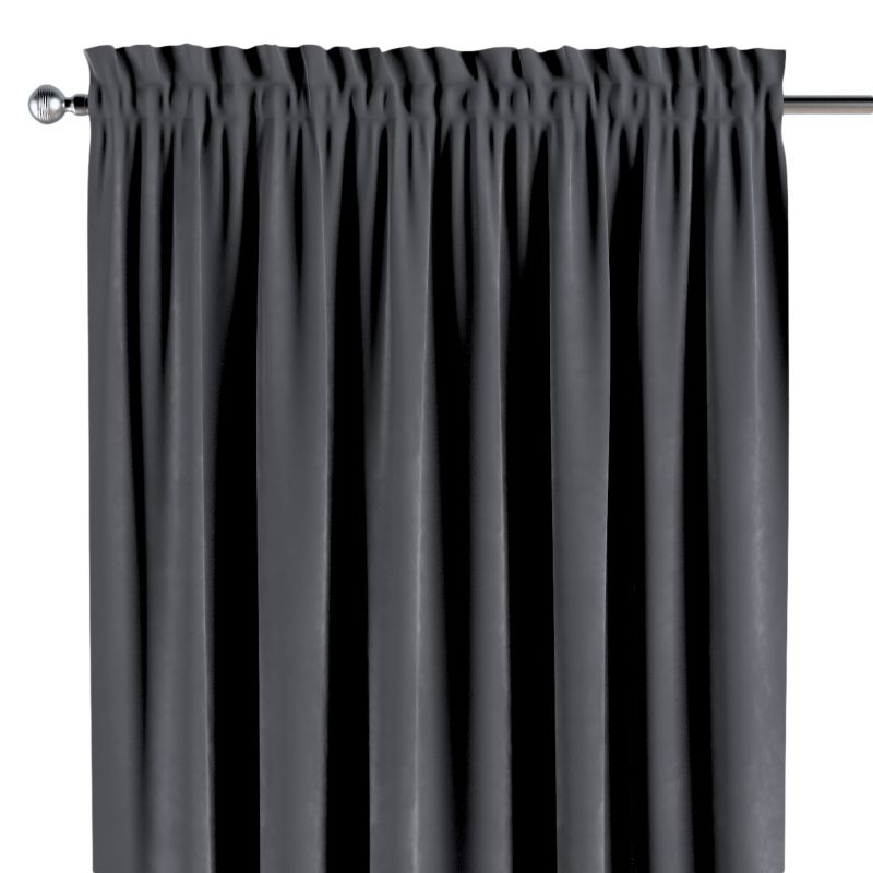 Zasłona na kanale z grzywką 1 szt. 130 x 260 cm Dekoria grafitowy szary 1 szt.