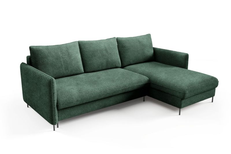 Narożnik Bettso Belis Boucle 216 x 165 cm z funkcją spania zielony 1szt.