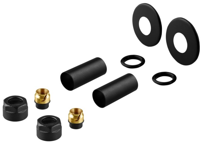 Zestaw zaciskowy maskujący Luxrad do rury Pex czarny 9005 mat do instalacji grzewczej 1 kpl