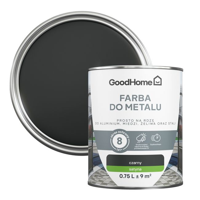 Farba antykorozyjna GoodHome satyna czarny 0,75 l