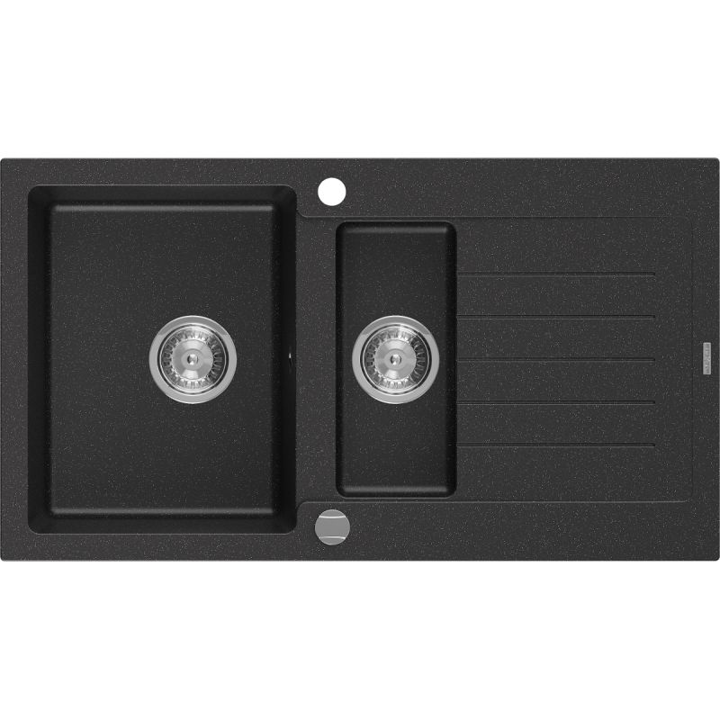 Zlewozmywak wpuszczany Mexen Matias 1,5-komorowy czarny/złoty 900x505 mm - 6502901505-75-G 1 szt.