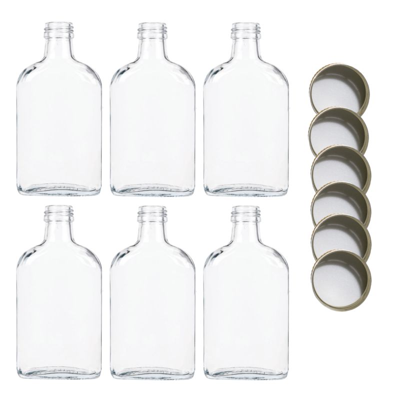 Butelki szklane MODO24 200 ml piersiówka do kieszeni fi 28 z nakrętkami 6 szt.