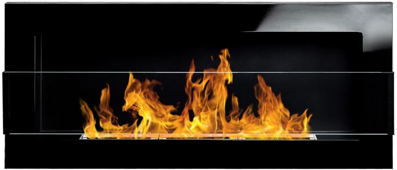 Biokominek wiszący z szybą 900 x 400 mm czarny połysk