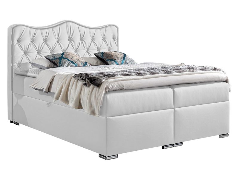 Łóżko kontynentalne MIRJAN 24 Sultan 160x200 biała ekoskóra 1 szt.