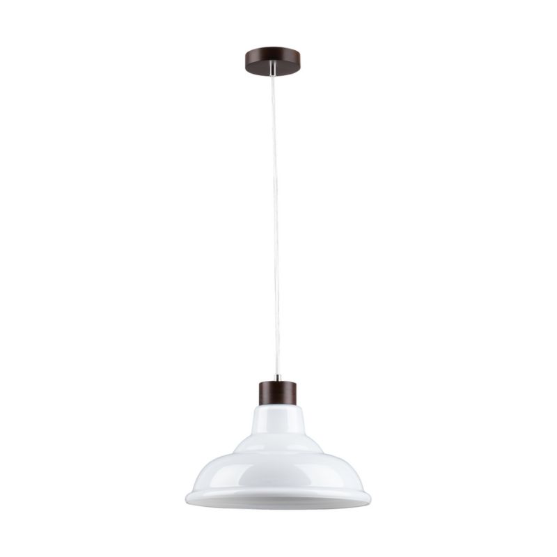 Drewniana Lampa Wisząca SPOT Light 1xE27 60W Drewno Bukowe Orzechowe FSC z Białym Kloszem, Polski Producent, 1szt.