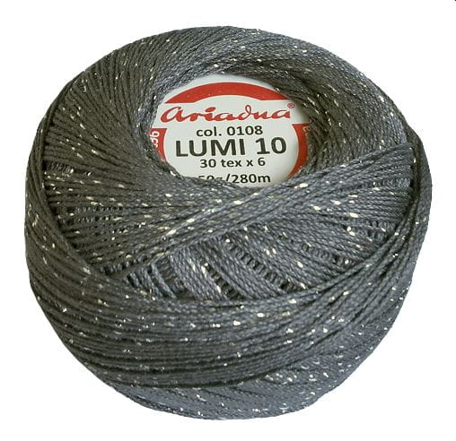 kordonek Ariadna Lumi 10 kol.0108 /popielaty -srebrna nitka