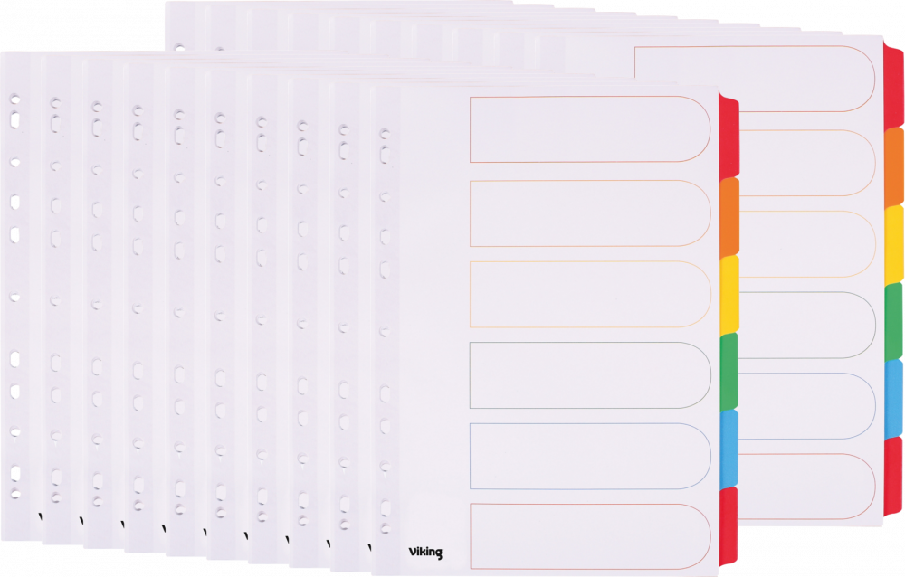 20x Przekładki do segregatora Viking Mylar, kartonowe, A4, 6 kart, biały