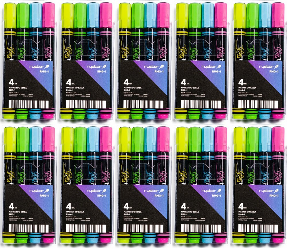 10x Marker kredowy Rystor RMG-1, 4mm, 4 sztuki, mix kolorów