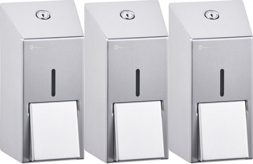 3x Dozownik do mydła w płynie Merida Stella Mini, 19x10x9cm, 400ml, srebrny