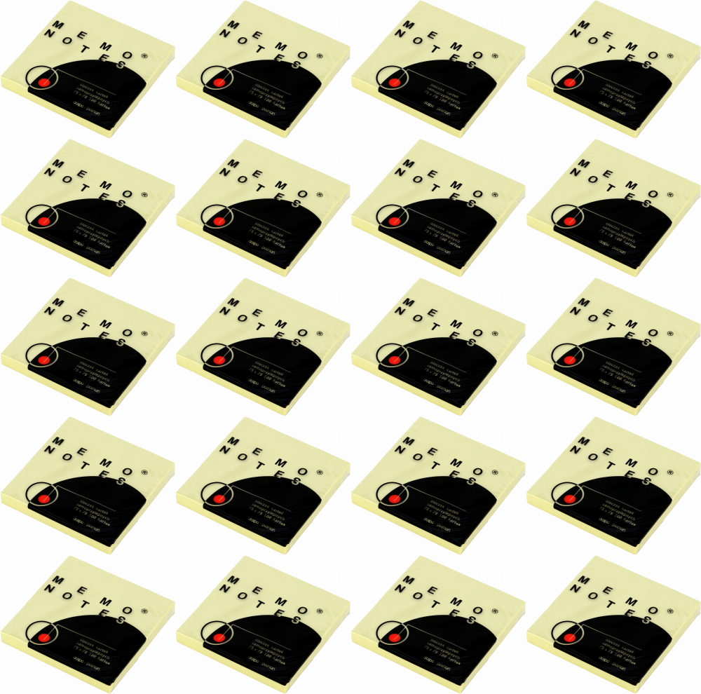 20x Karteczki samoprzylepne Dalpo Memo Notes, 75x75mm, 100 karteczek, żółty