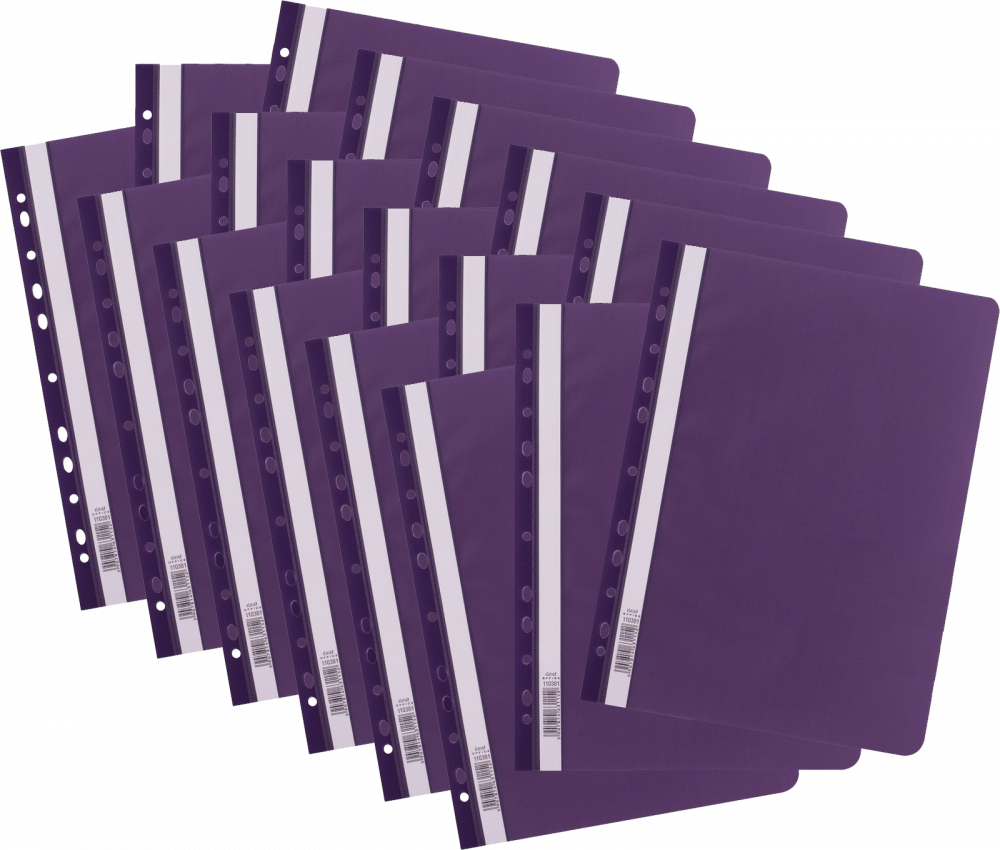 100x Skoroszyt plastikowy oczkowy D.Rect, A4, fioletowy