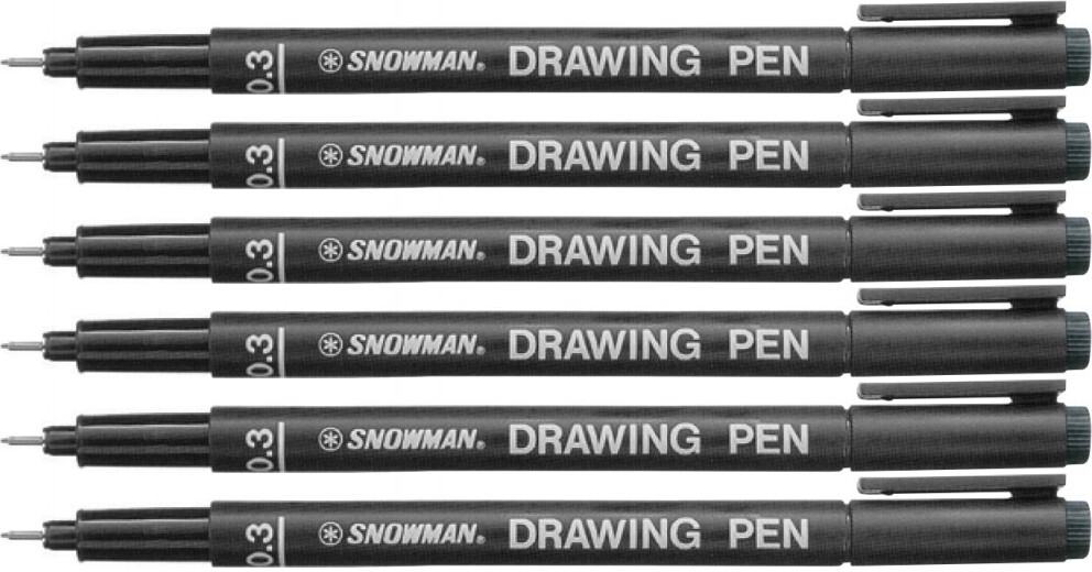 6x Cienkopis kreślarski Snowman, 0.3mm, czarny