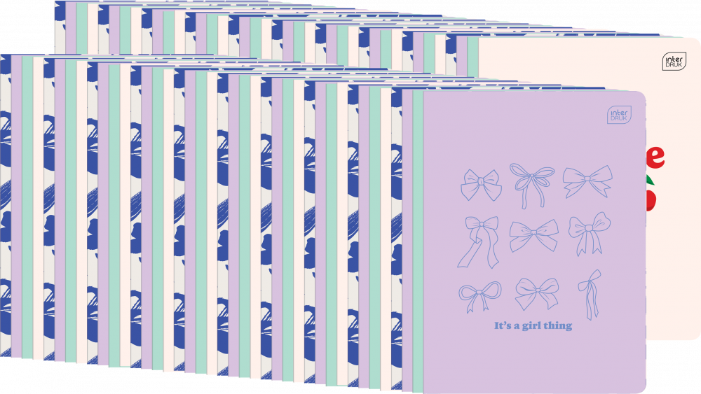 120x Zeszyt w kratkę Interdruk UV Girls, A5, 60 kartek, mix wzorów