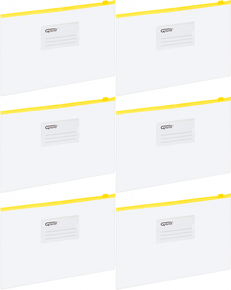 6x Koszulka z suwakiem Grand, A4, żółty
