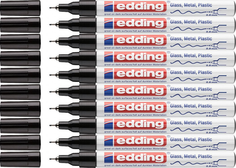 10x Marker olejowy połyskujący edding 780, okrągła, 0.8mm, 1 sztuka czarny