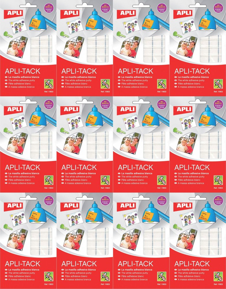 12x Masa mocująca Apli Tack, 75g, biały