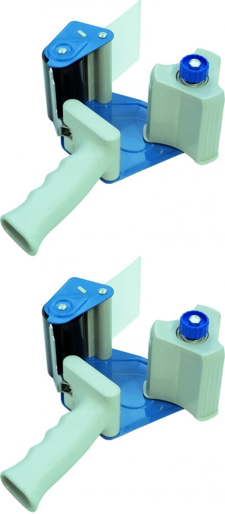 2x Dyspenser do taśmy pakowej Donau, rozmiar 3", z hamulcem, szaro-niebieski