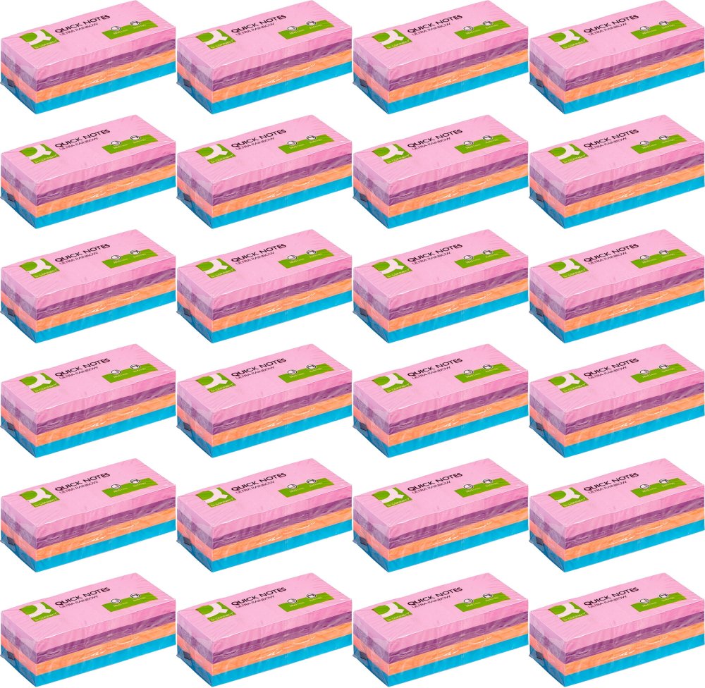 24x Karteczki samoprzylepne Q-Connect Rainbow 38x51mm, 12x100 karteczek, mix kolorów neonowych