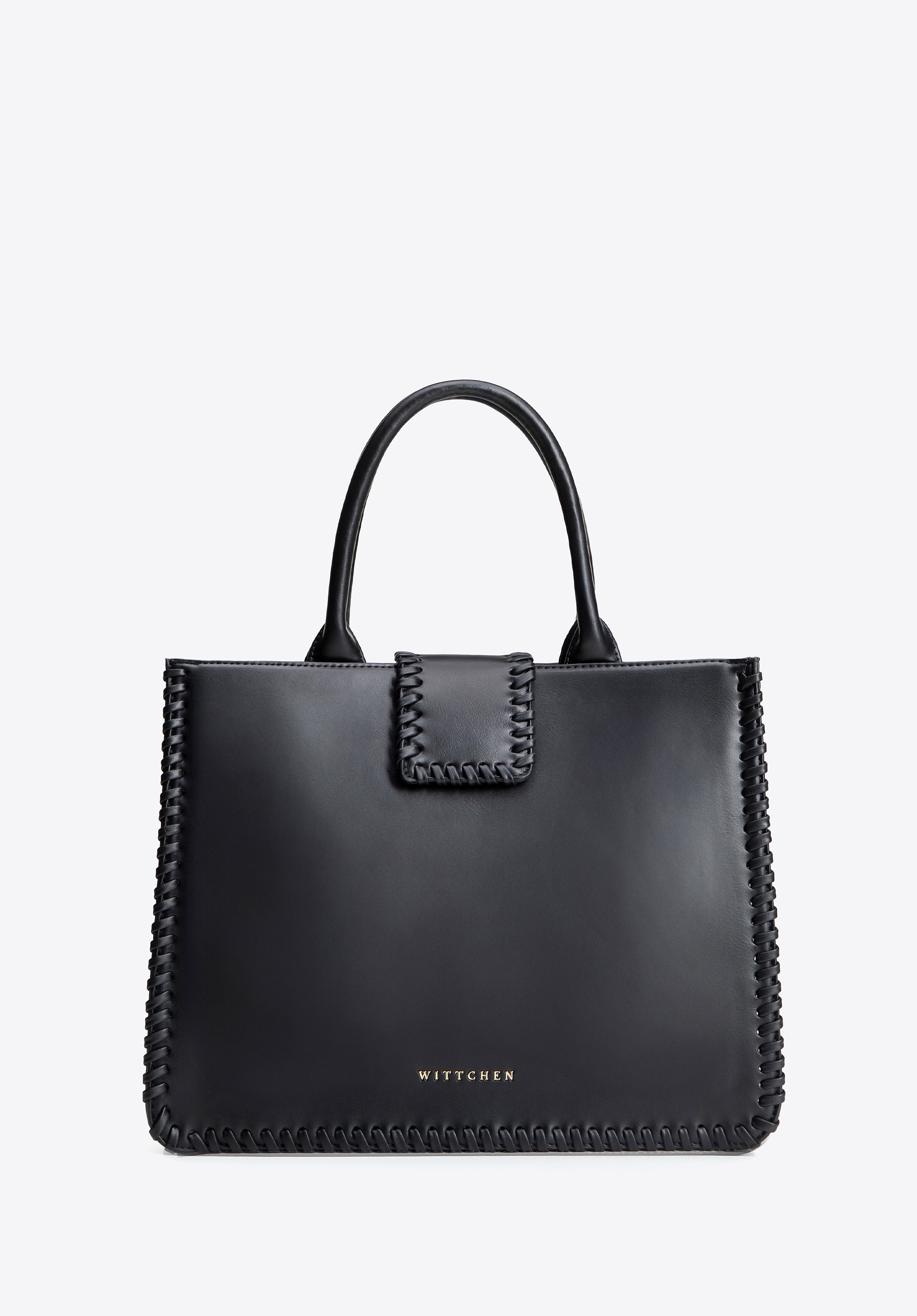 Elegancki kuferek z imitacji skóry z dekoracyjnym obszyciem czarny