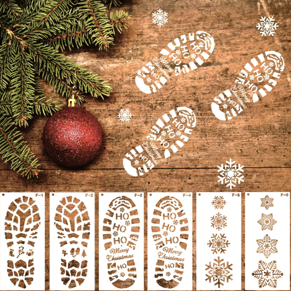 6 Szablonów Odbicie Butów Mikołaja