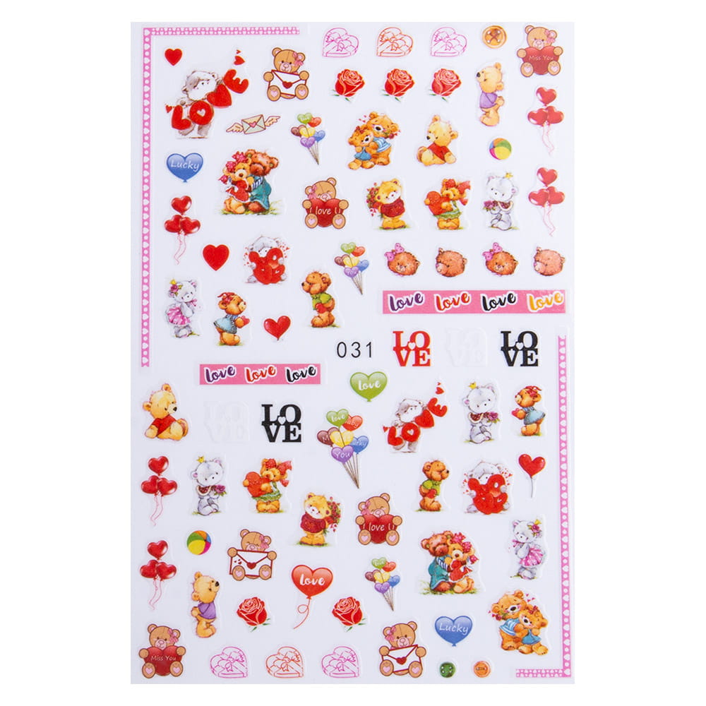 Naklejki do paznokci cienkie samoprzylepne walentynkowe Nr 031