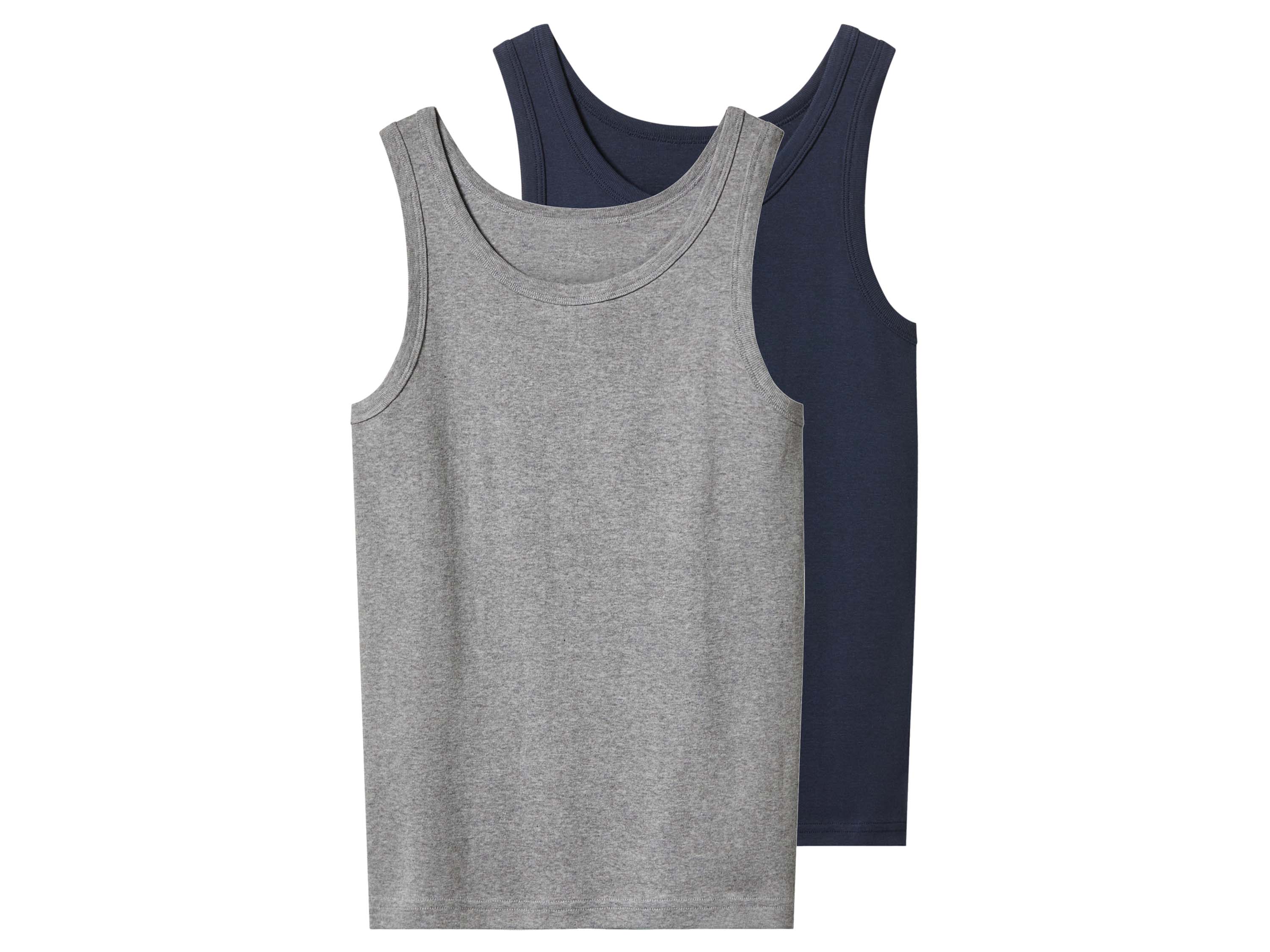 esmara Podkoszulki chłopięce z bawełny, 2 sztuki Szary/granatowy, 134/140
