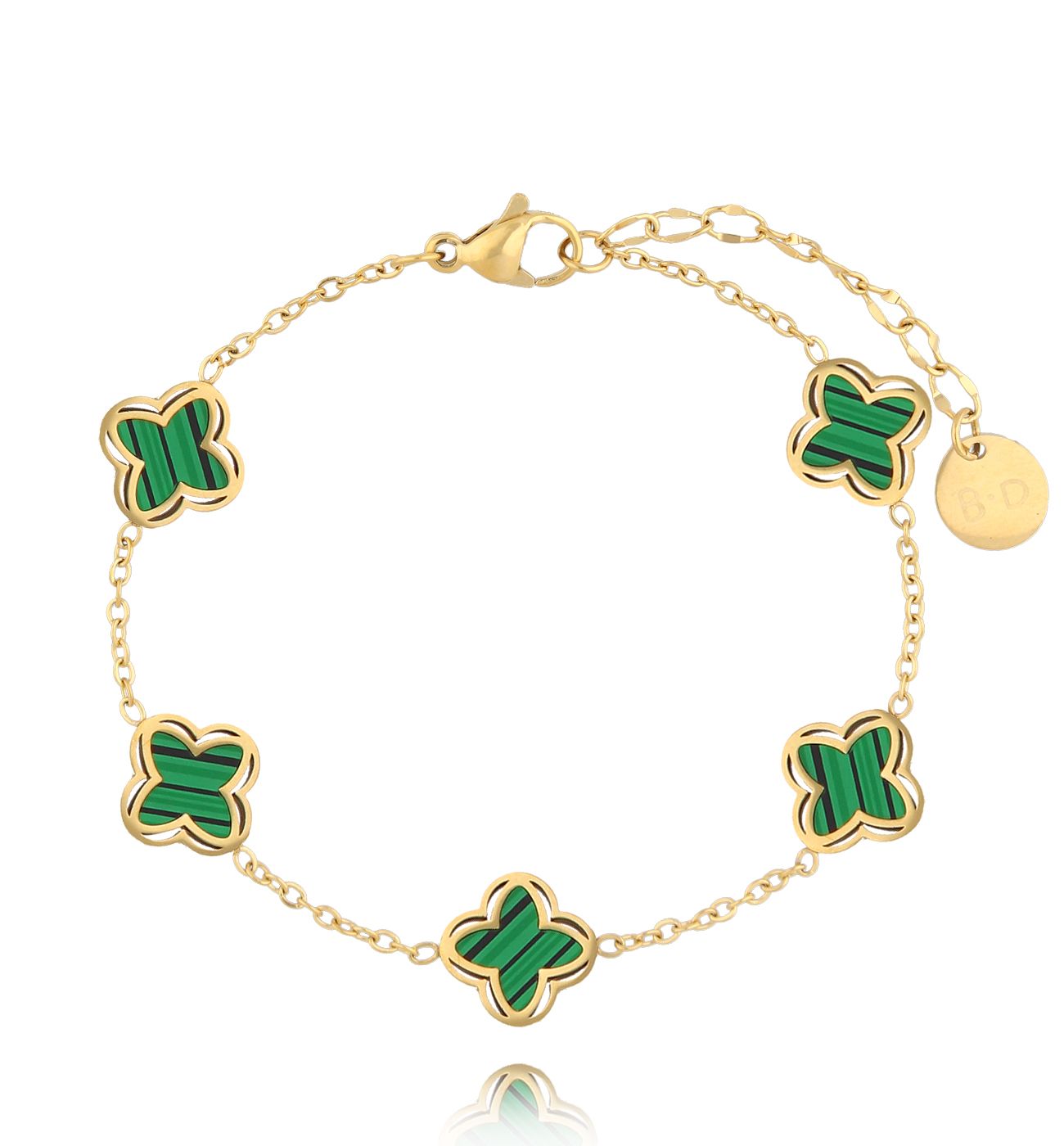 Bransoletka z zielonymi koniczynkami Clovers BSY0029