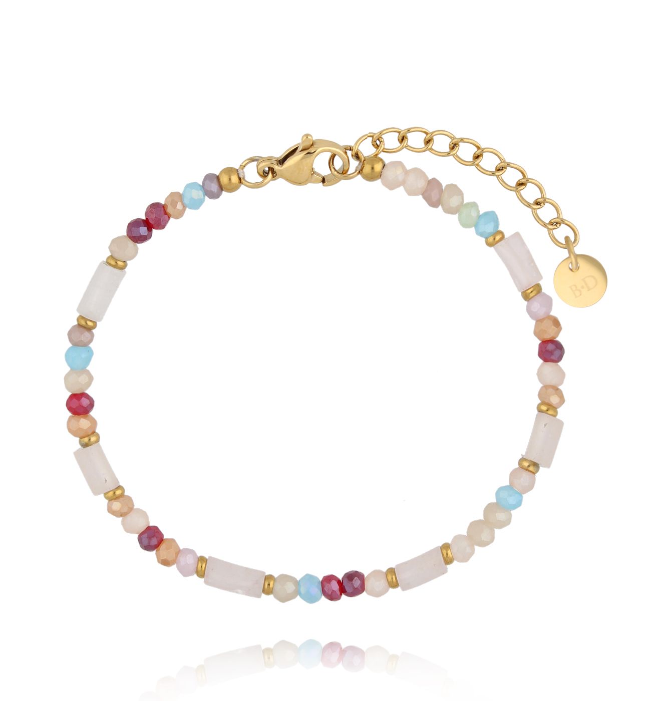 Bransoletka w pastelowych barwach z akcentem czerwieni BSC2352