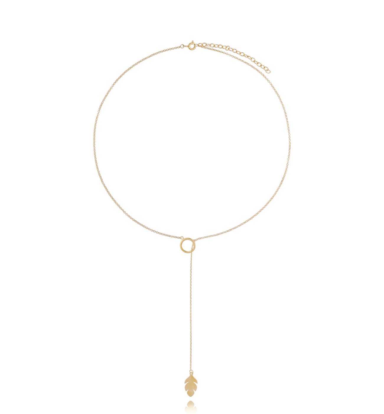 Naszyjnik pozłacany z krawatką i listkiem Saved NSE0106