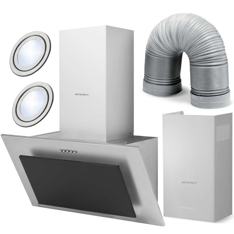 Okap kuchenny Berdsen 60cm kominowy Inox + czarny 1szt.