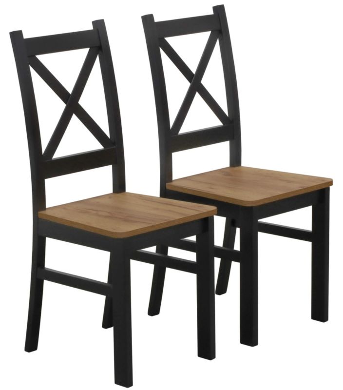 Zestaw Bonni 2x Krzesło drewniane do jadalni Czarny/Dąb Craft 1 kpl.