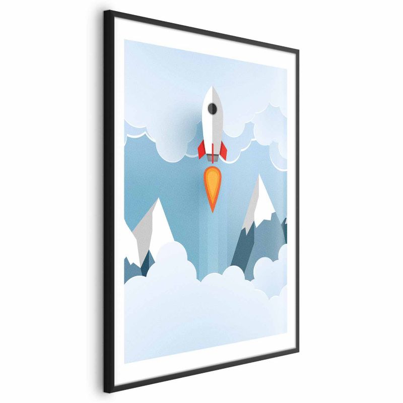 Plakat Artgeist Rakieta w chmurach 40x60 cm z ramą czarną 1 szt
