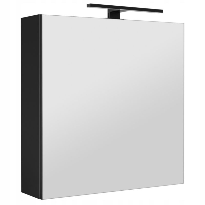 Szafka łazienkowa z lustrem MyFurni, 60 cm, czarna matowa, oświetlenie LED, wisząca, lustrzana, 1 kpl.