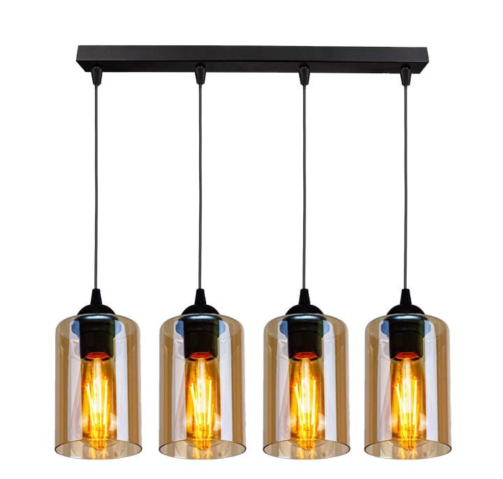 Lampa sufitowa wisząca Candellux Bistro czarno-bursztynowy wym: 100 x 65 x 10 cm 4xE27 x 40W 1 szt.
