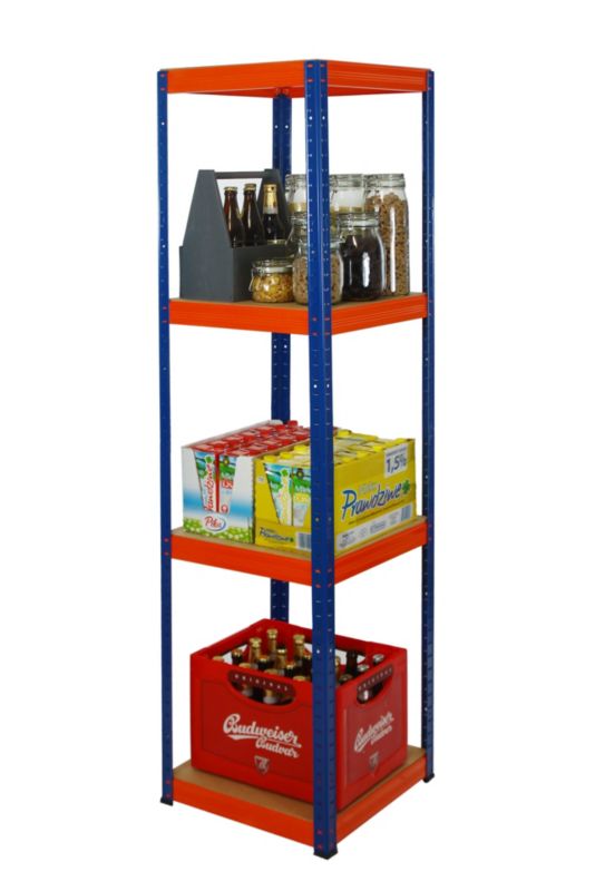 Regał metalowy MODO24 magazynowy garażowy niebiesko-pomarańczowy helios 180x40x40cm 4 półki po 175 kg 1 szt.