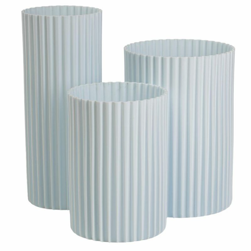 Zestaw 3 wazonów Ribs HowHomely białe wysokie zest.