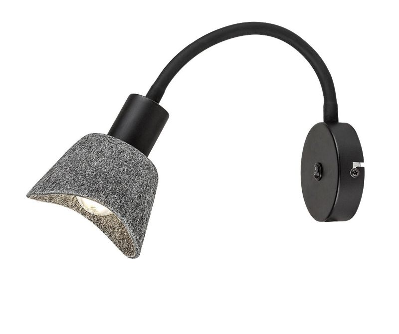 Kinkiet ścienny Rabalux Farelia czarno-popielaty z włącznikiem do sypialni 1 x E14 x IP20 wym: 25 x 11 x 25 cm - 1 szt.